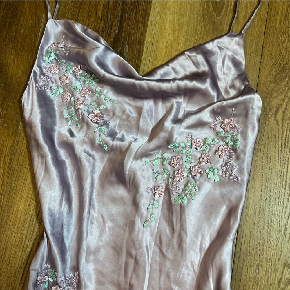 Vintage Y2K 100% Silk Beaded Dress Vintage Y2K Dress Fairy Cottage Prom Floral - Picture 5 of 11